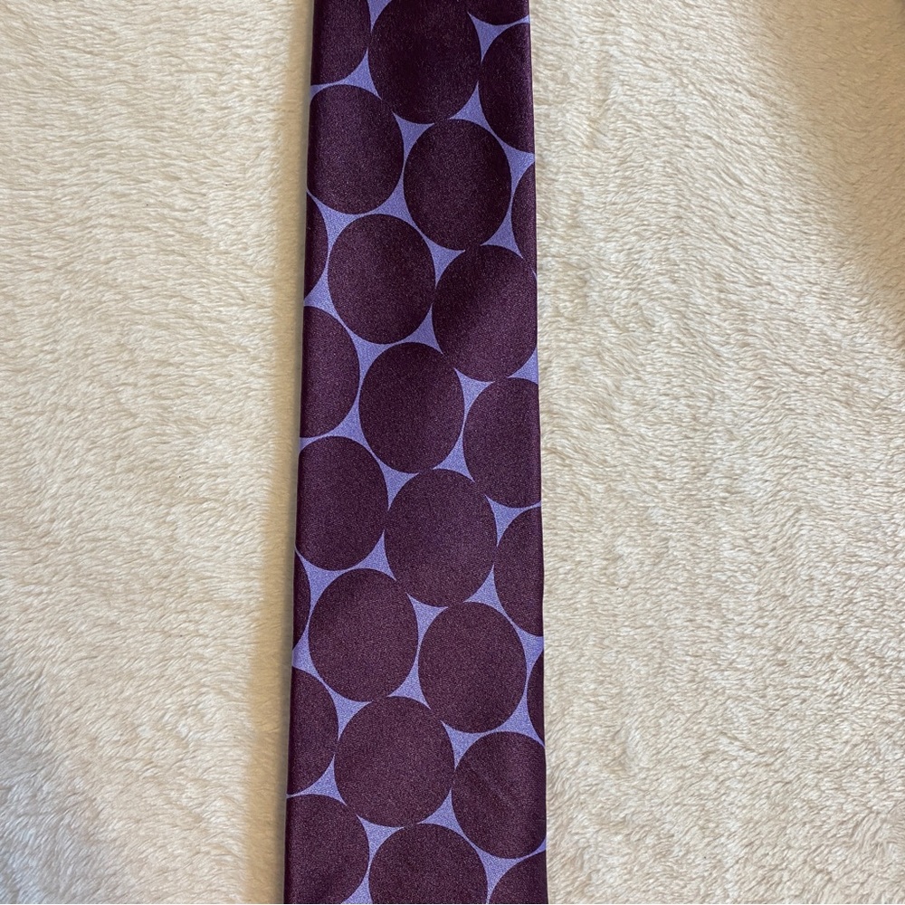 Alteo Milano Purple Circle Pattern Silk Tie - image 3